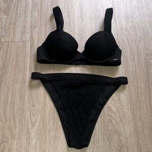 Victoria’s Secret PINK Black Bikini, Push Up top and High Waisted Bottom Size S